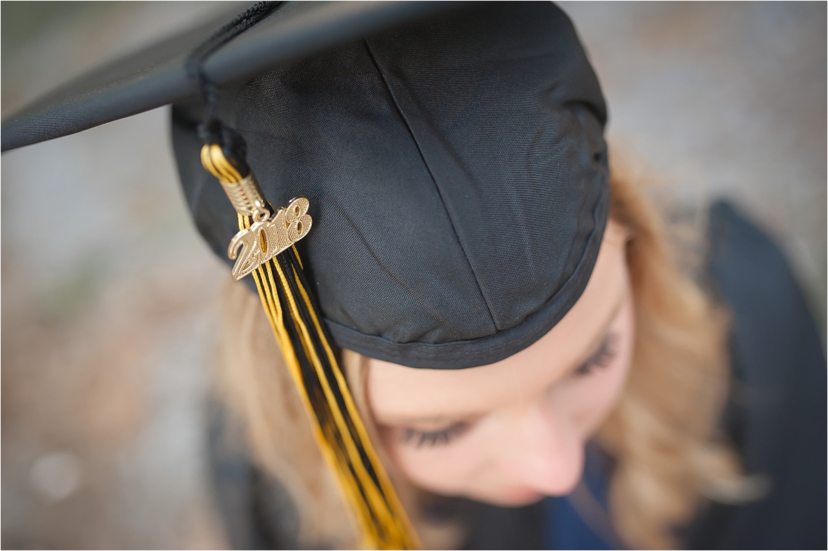 2018 tassel on the graduation cap of a class of 2018 senior