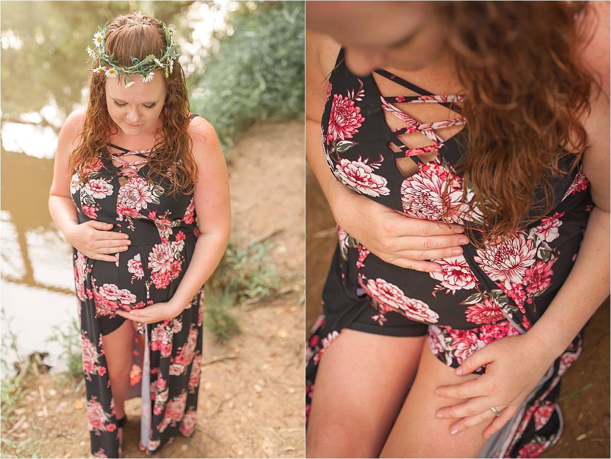 Expecting mother during her Woodstock maternity photography session by Woodstock maternity photographer Amber Watson.